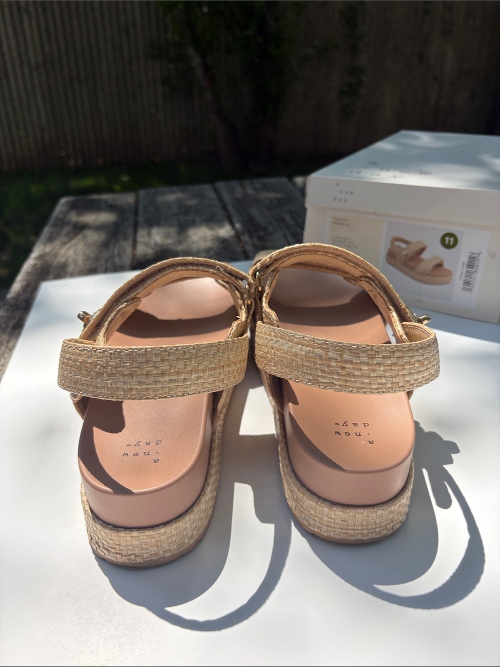 A New Day- Natural Woven Platform Sandals Sz 11 - Picture 6 of 9